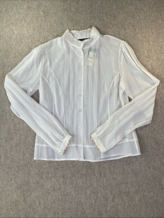 Eddie Bauer Tops - NWT Eddie Bauer Silk Lace-Trim Blouse with Embroidered Collar